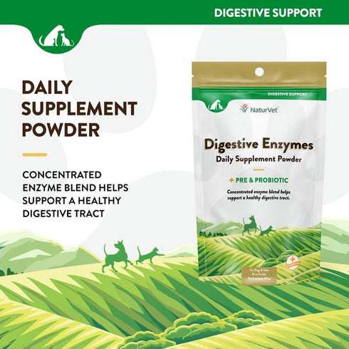 NaturVet Digestive Enzymes Supplement Powder with Prebiotics & Probiotics 10oz - Poudre Pet & Feed Supply 3